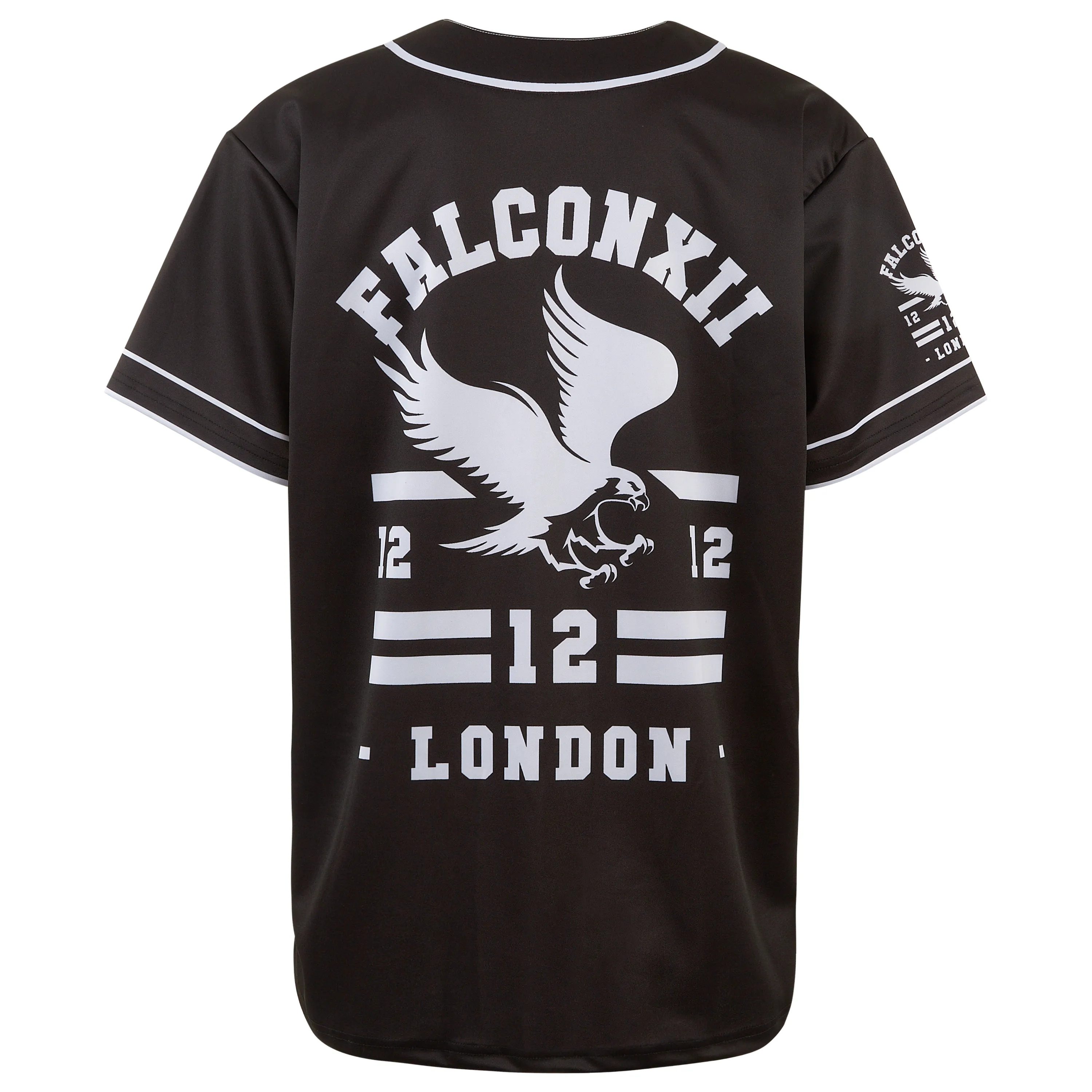 BLACK LARGE LOGO PRINT BASEBALL SHIRT 